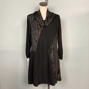 Nwt Style & Co. Ikat Extreme Festive Shine Black Gold Tunic Scarf Women's Size L